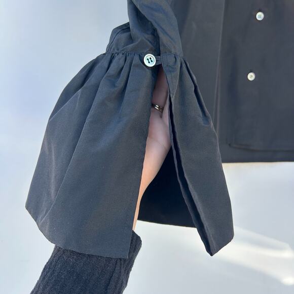 Yohji Yamamoto Taffeta Designer Blouse High Fashion Black Blouse Silk Collar S - Picture 9 of 12